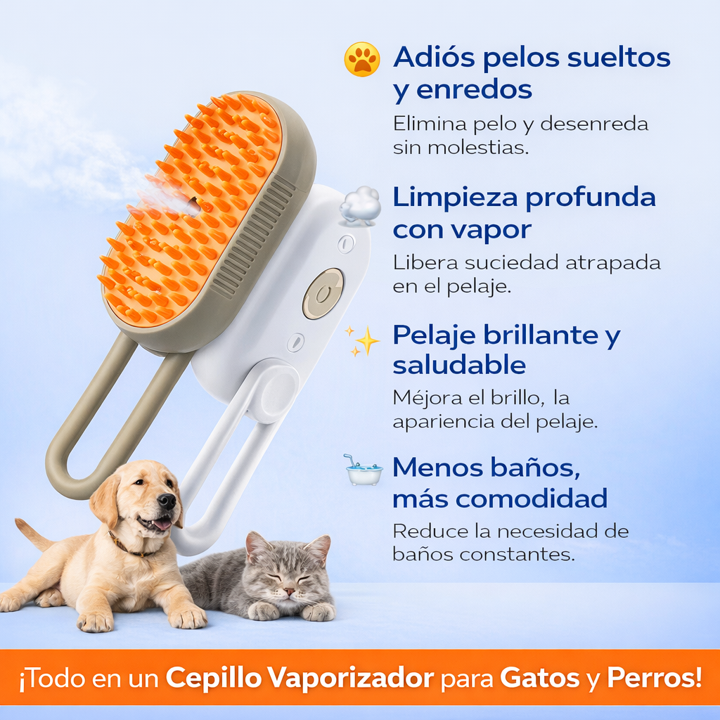 Cepillo Vaporizador para Gatos y Perros