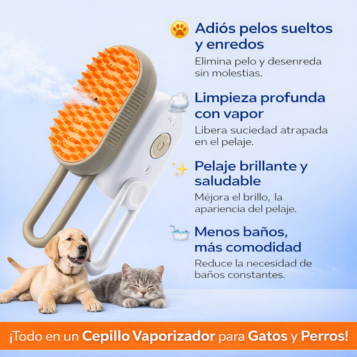 Cepillo Vaporizador para Gatos y Perros