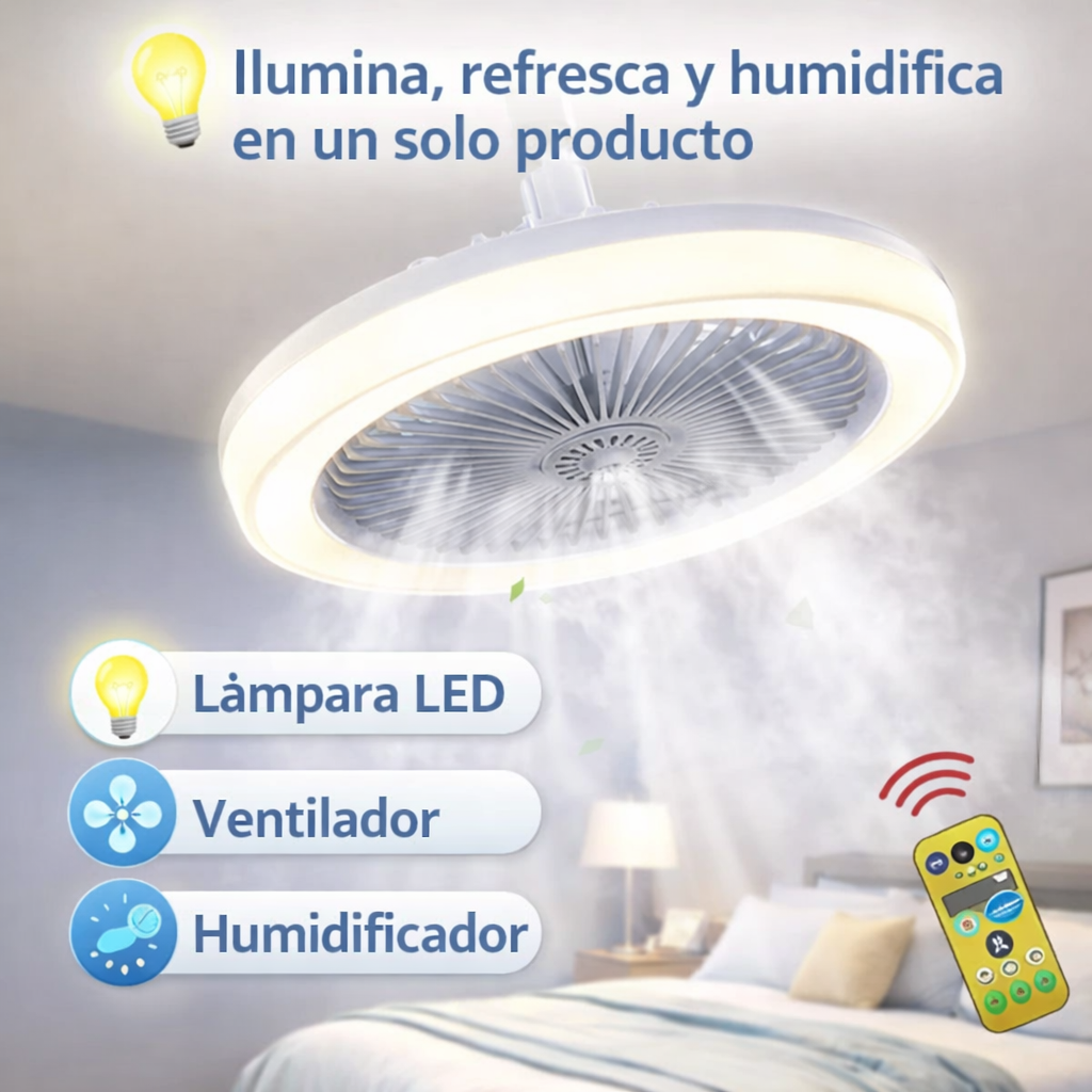 Lampara LED con Humificador y Ventilador